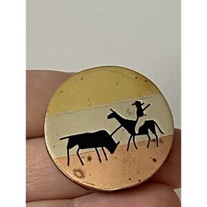 925 Mexico Brooch Pin Vintage Tricolor 6.92g Cowboy Scene Estate